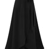 Plus Size Cotton Midi Skirt — High-Waist Slit with Side Knot, Slight Stretch, Machine-Washable