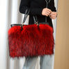 Faux Fur Handbag for Women – Lightweight Sequin-Embellished Tote with Magnetic Closure & Removable Strap