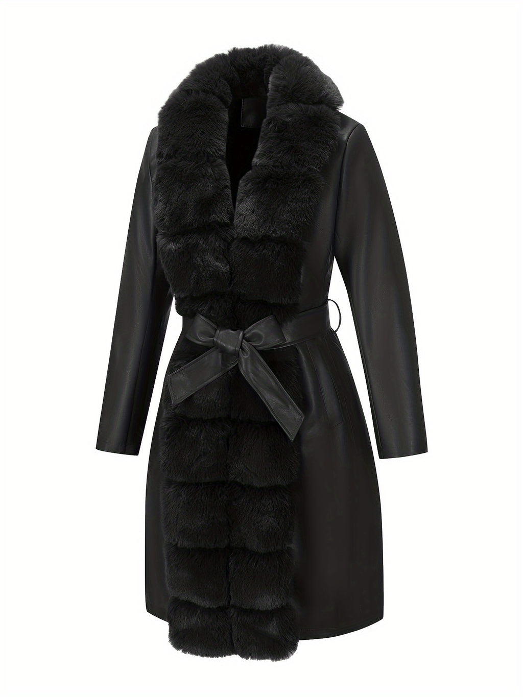 Women's Belted Faux Leather Jacket – Warm Fall/Winter Waist-Cinching Blazer Coat, Casual to Dressy Outerwear