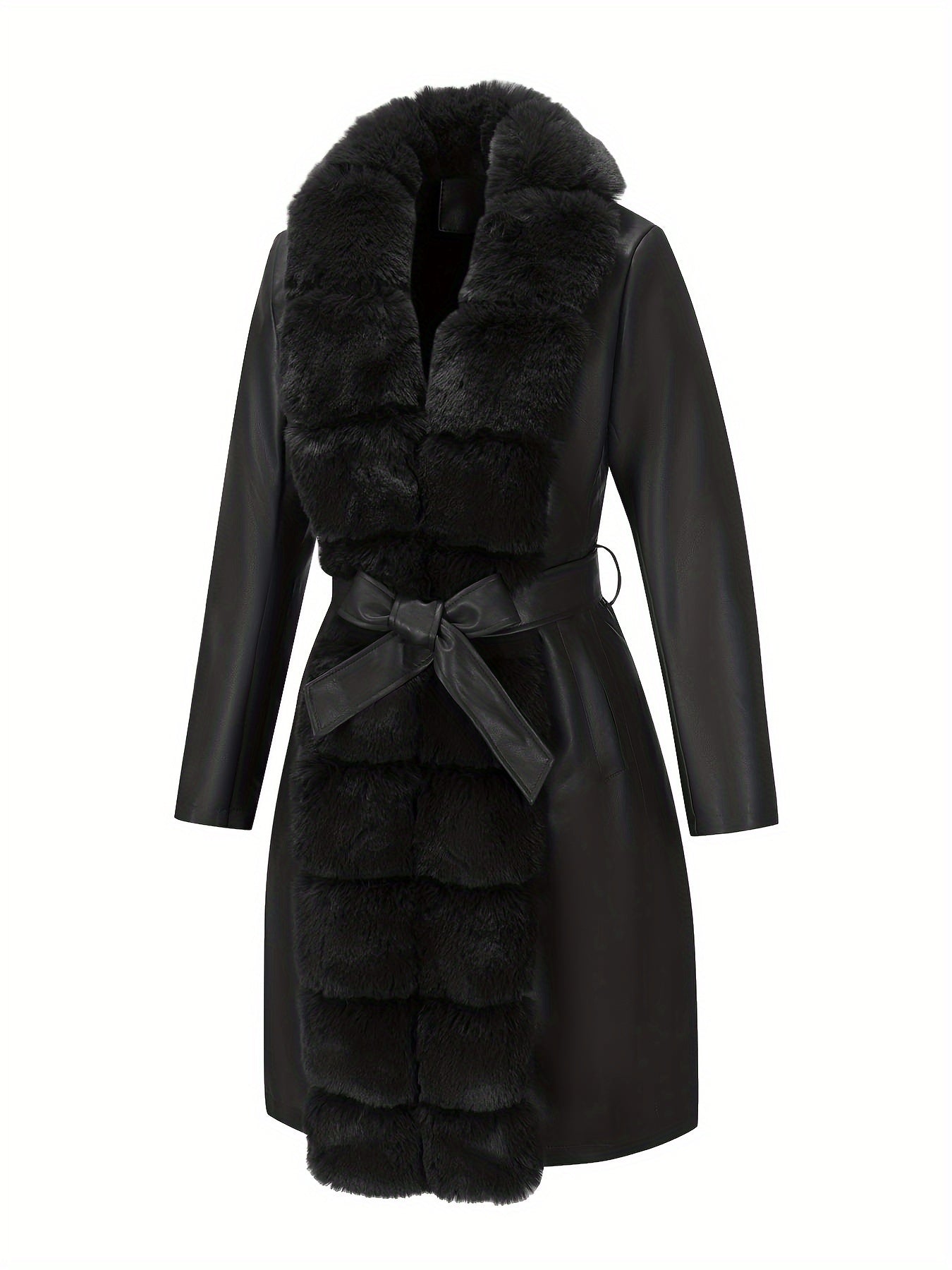 Women's Belted Faux Leather Jacket – Warm Fall/Winter Waist-Cinching Blazer Coat, Casual to Dressy Outerwear