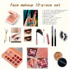 10-Piece Makeup Starter Kit for Beginners – Eyeshadow Palette, Lipstick, Mascara, Concealer & Brushes