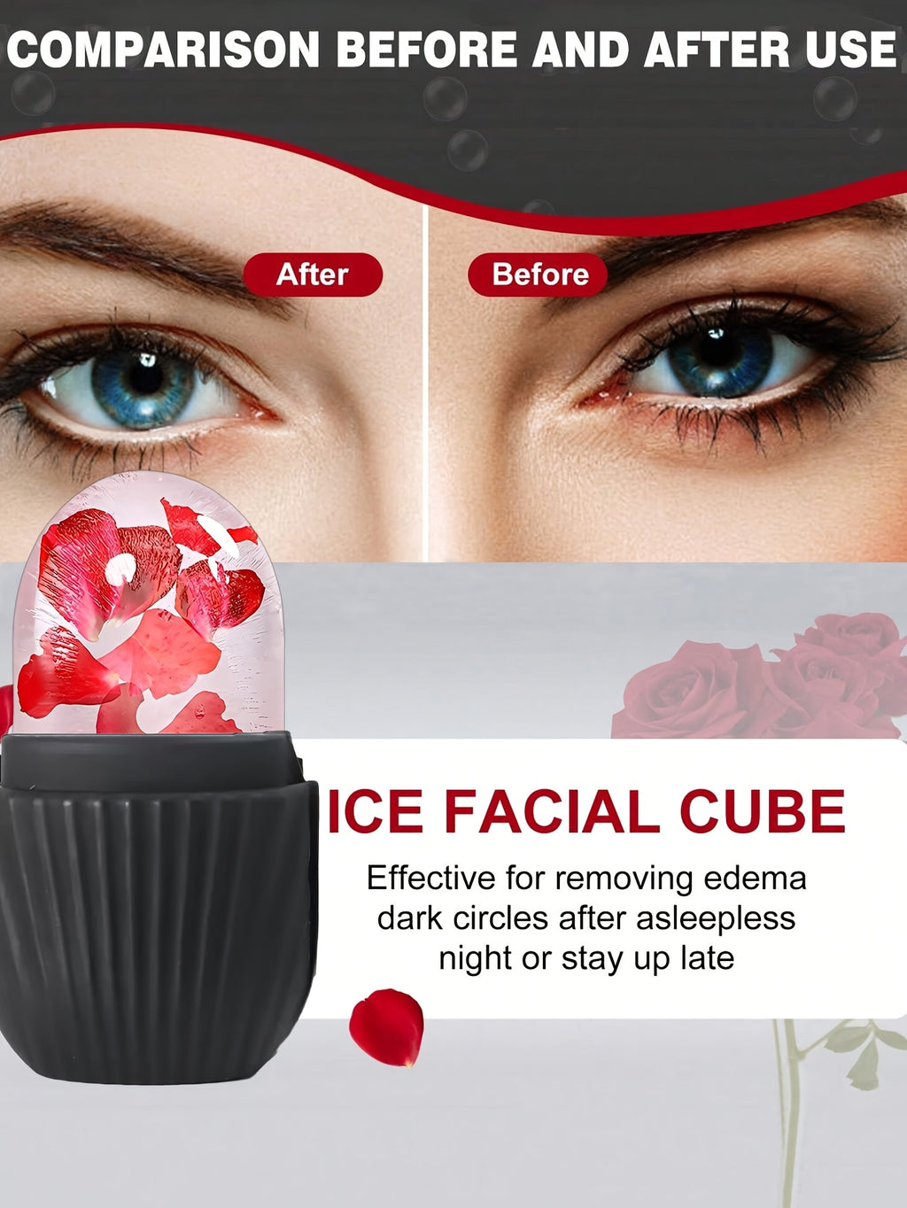 3-Piece Facial Ice Roller & Gua Sha Massage Set - Silicone Ice Grid Roller, Popsicle Ice Pack & Body/Back Scraping Board, Light Beige