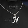 Silvery Alphabet Pendant Necklace (A-D) with Sparkling Stones - Stainless Steel Initial Necklace, Personalized Gift