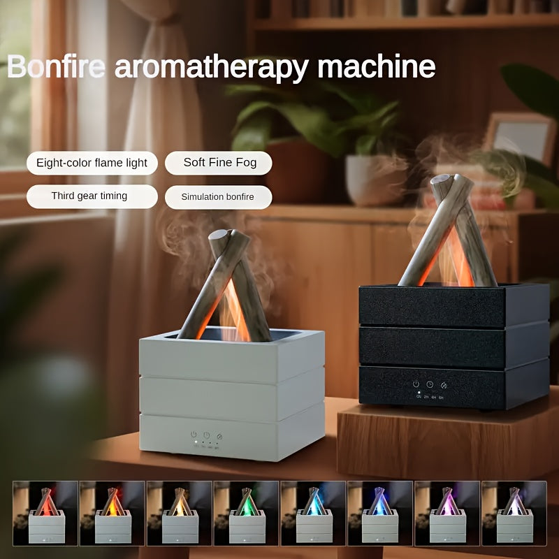 280 mL (9.5 fl oz) Flame Effect Essential Oil Diffuser - Ultrasonic Aroma Humidifier with 7-Color LED, Silent Sound Wave Atomizer, 2/4-Hour Timer & Auto Shutoff for Bedroom Office Yoga