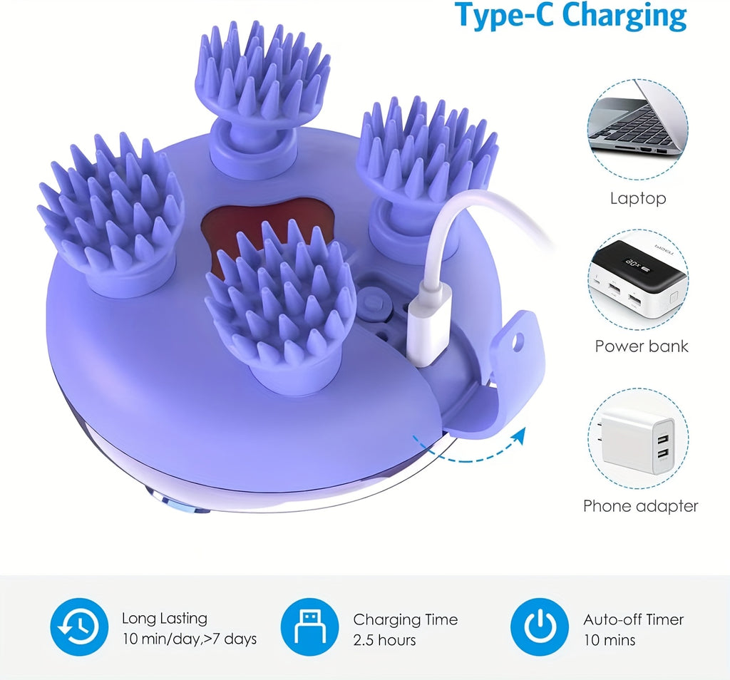 Electric Hanging Rope Scalp Massager – 100 Kneading Nodes, Portable USB Rechargeable Head & Facial Massager, Gift for Pet Lovers