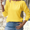 Women's Middle Eastern Style Long Sleeve Knit Pullover – Off-Shoulder Hollow-Sleeve Regular Fit for Spring & Autumn
