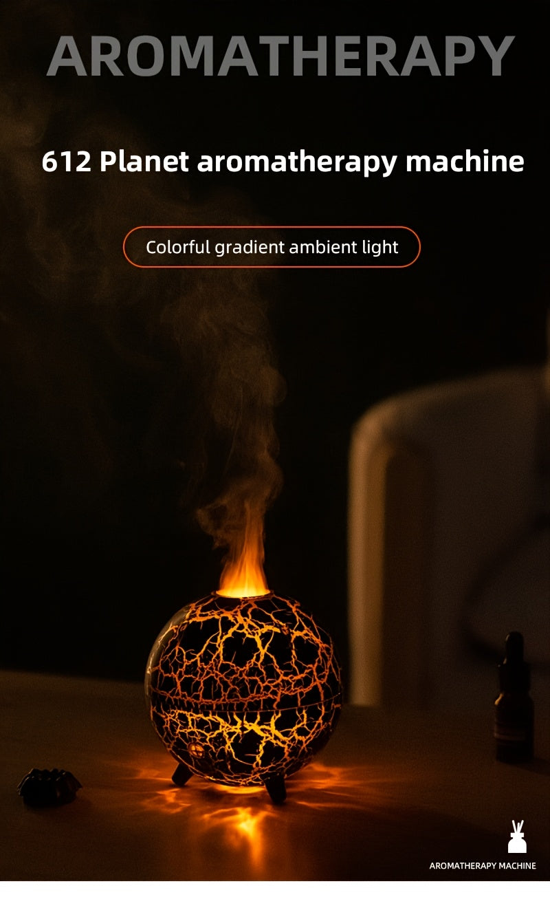 Crackled-Globe Ultrasonic Humidifier & Essential Oil Diffuser – Compact Desktop Mist Maker for Office & Bedroom