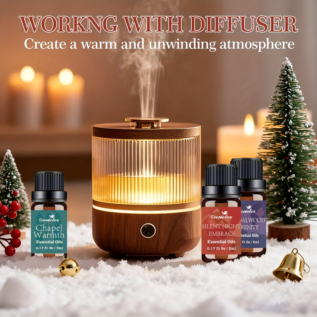 12-Pack Holiday Essential Oils Set 0.17 fl oz (5 ml) Bottles — Cinnamon, Gingerbread, Christmas Tree, Pumpkin Cake, Sandalwood, Fireside | Aromatherapy Oils for Diffusers, Humidifiers & Candle Making