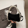 Women's Plush Faux Fur Handbag with Detachable Strap - Fluffy Crossbody Purse with Tassel Fringe, Golden Hardware, Zipper Closure (Black, Burgundy, Coffee, Light Brown)