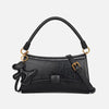 Waxed Leather Baguette Underarm Bag for Women - Elegant Zipper Wristlet Crossbody Messenger