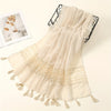 Embroidered Hollow Lace Tassel Scarf for Women — Elegant Lightweight Windproof Wrap for Cold Weather & Eid