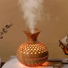 USB-Powered Wood Grain Flower Humidifier & Desk Lamp — Essential Oil Diffuser for Home & Office