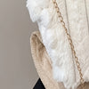 Plush Faux Fur Crossbody Bag – Women's Soft Imitation Fur Shoulder Purse with Chain Strap & Magnetic Closure (Bright Pink, Khaki, White, Black)