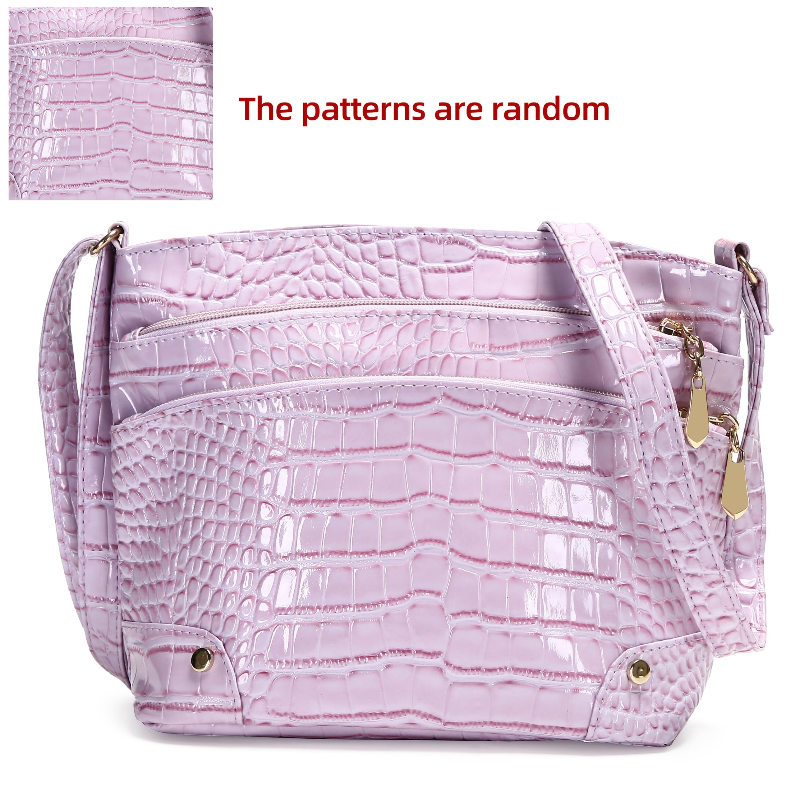Crocodile Pattern PU Women's Shoulder & Crossbody Bag - Multi-Layer Large Capacity Bucket Bag