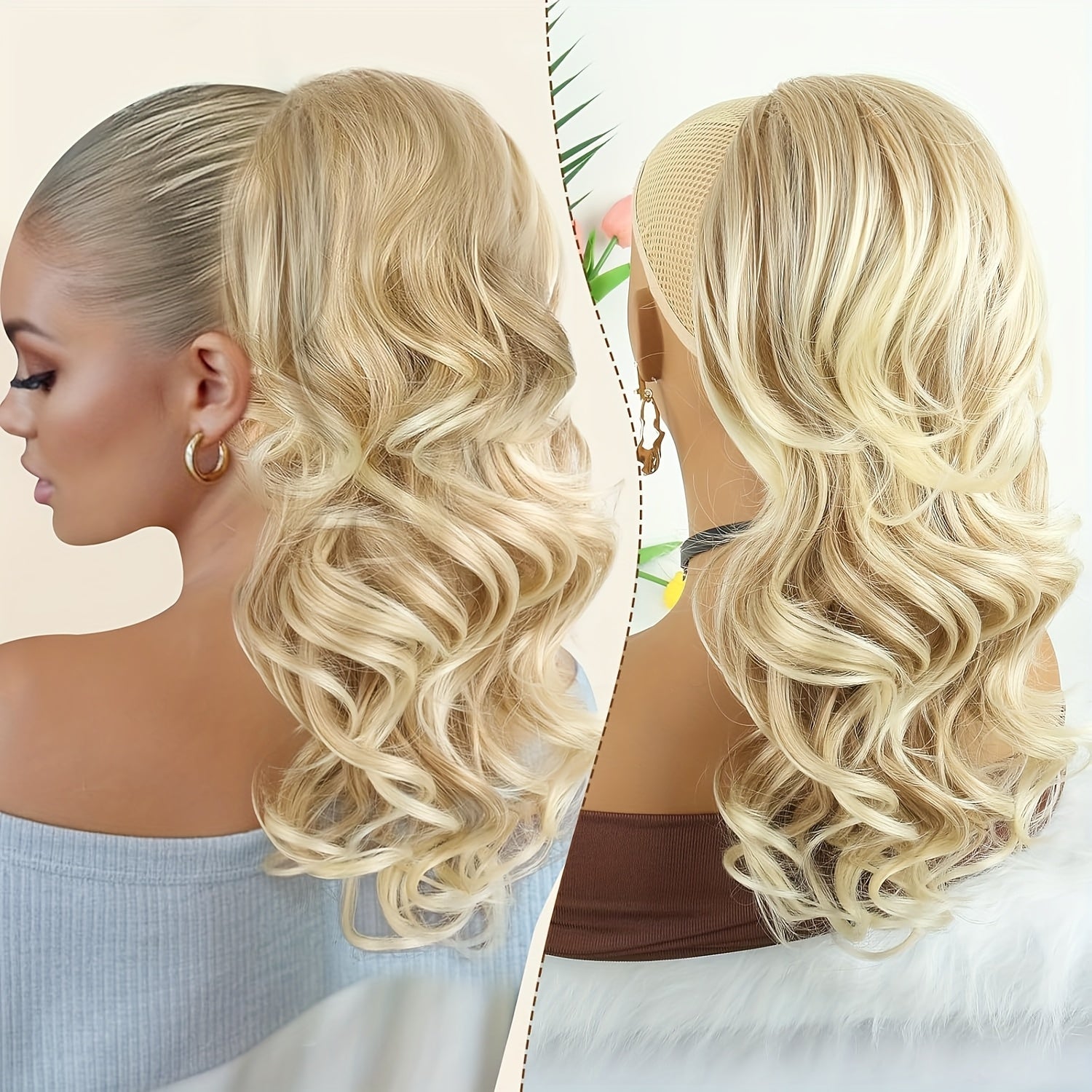 18-Inch (45 cm) Wavy Curly Claw Clip-In Ponytail Extension - Heat-Resistant Synthetic Hairpiece for Women, Clip-On Layered Ponytail for Daily & Party Wear