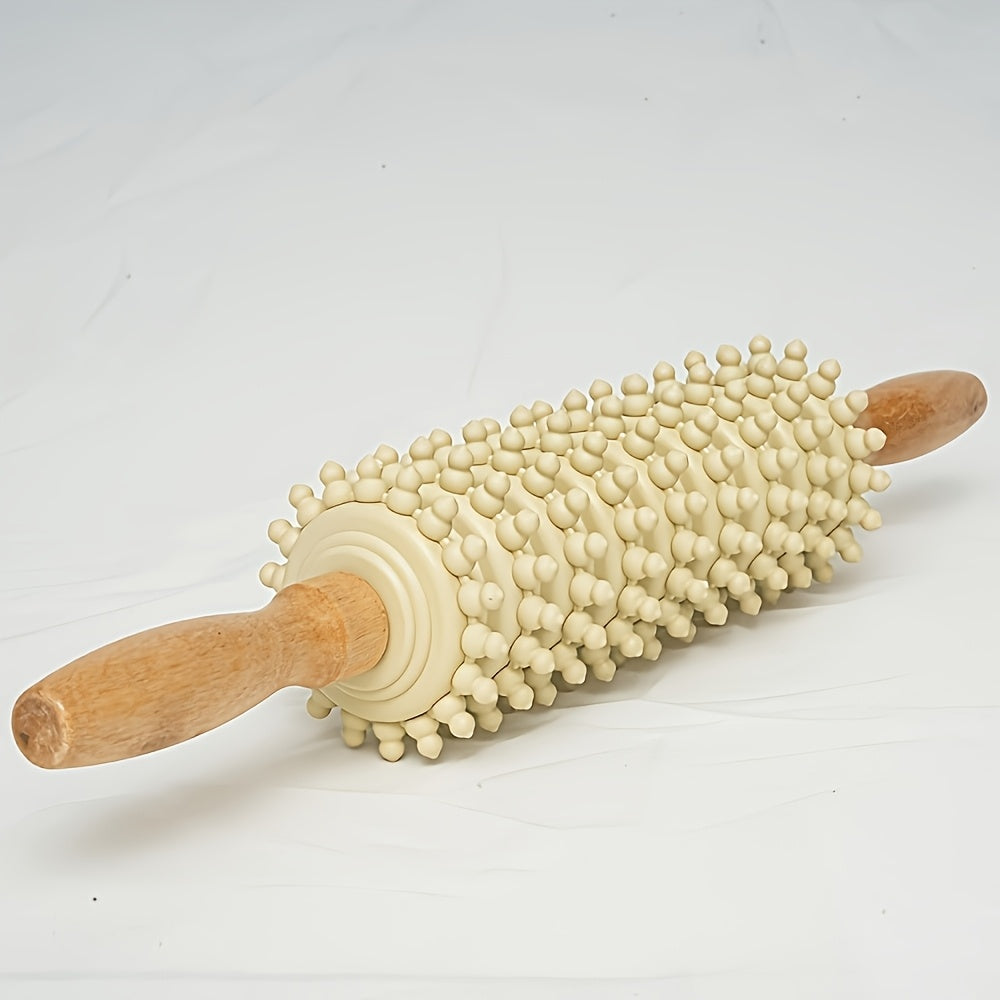 9-Roller Wooden Handheld Massage Stick, Cellulite & Lymphatic Drainage Roller for Arms, Legs, Thighs, Hips and Back