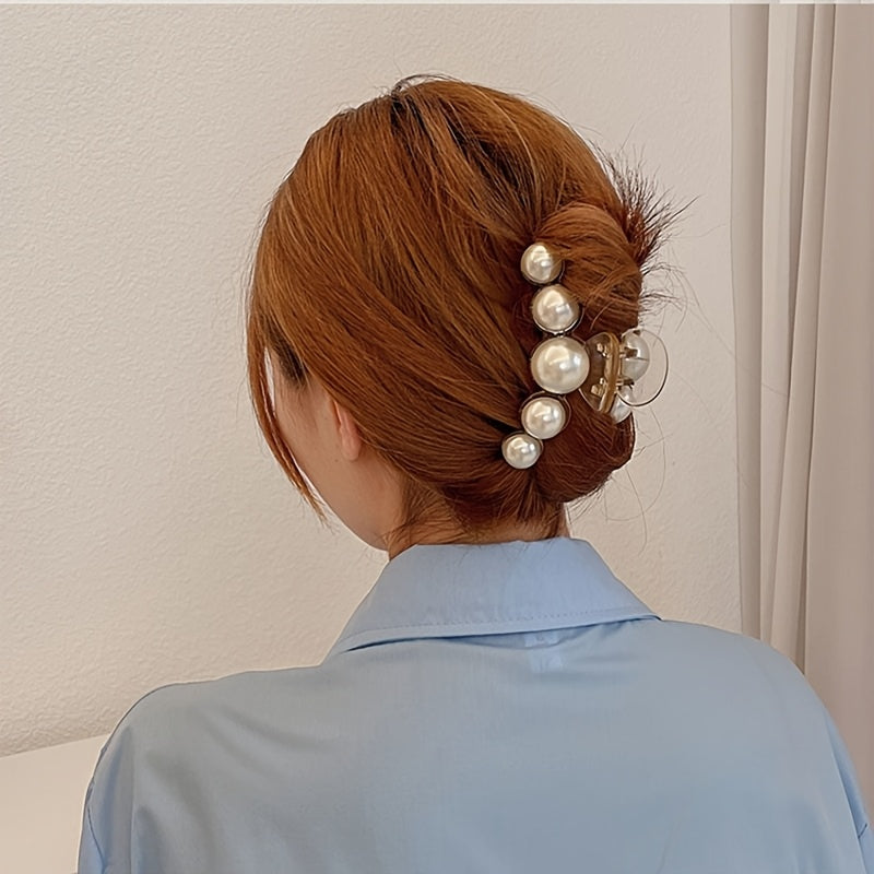 4-Pack Elegant Pearl Hair Clips for Women – Medium Strong-Grip Plastic Hairpins