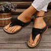 Bohemian Women's Thick-Soled Slip-On Sandals — Comfortable Beach & Outdoor Sandals (Black)