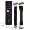 2-Pack Double-Ended Foundation & Contour Makeup Brushes with Travel Case - Round, Flat & Beveled Soft Fiber