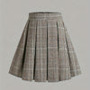 Plus Size High-Waist Pleated A-Line Mini Skirt, Vintage Plaid — Comfortable Versatile All-Season Casual