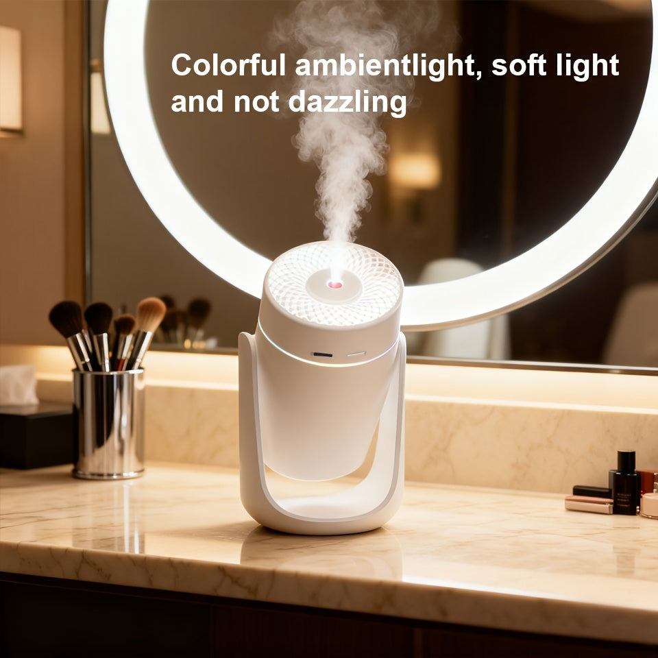 High-Capacity USB Mist Humidifier with LED Color Breathing Light & Essential Oil Diffuser — Desktop Aromatherapy for Office, Bedroom & Living Room