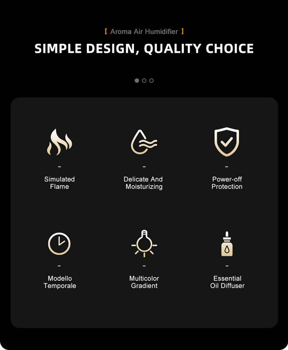 Real Flame Effect Aromatherapy Diffuser & Humidifier - USB Essential Oil Diffuser with 7 LED Colors, Ultra-Quiet, 120ml Tank, Auto Shut-Off, Timer