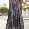 Plus Size Floral Maxi Dress - Sleeveless Scoop Neck A-Line Beach & Casual Dress with Pockets