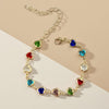 Stainless Steel Colorful Cube Heart Bracelet, Delicate Beaded Vintage-Style Jewelry for Daily Wear & Parties, Valentine's Gift