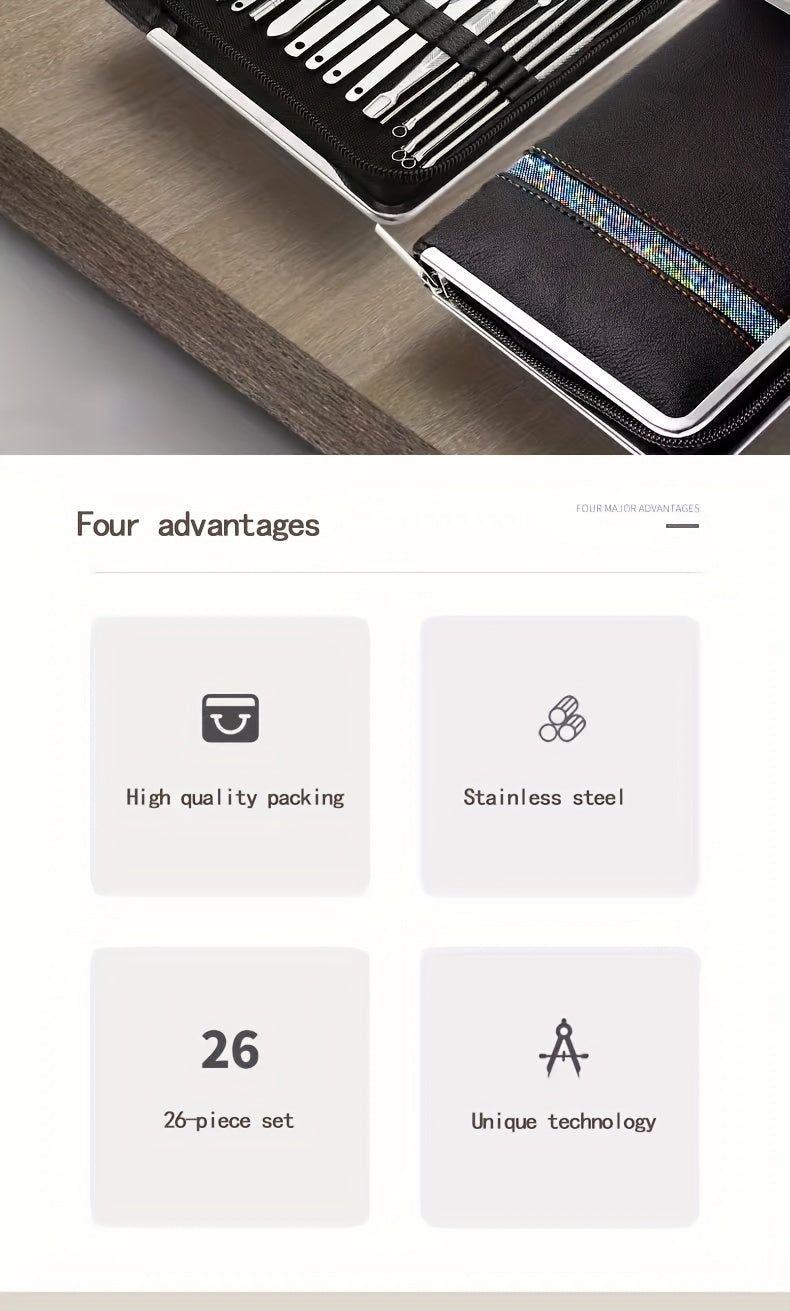 26-Piece Professional Nail and Pedicure Kit - Manicure Set with Clippers, Cuticle Nipper & Scissors