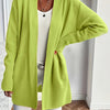 Plus Size Elegant Beige Open Front Cardigan Sweater, Mid-Length Drop Shoulder with Pockets, Non-Bulky Layering for Fall Winter Office & Party