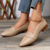 Women's Slip-On Pointed Toe Low Block Heel Shoes - Lightweight Soft Sole Everyday Comfort