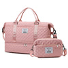 Women's Large Quilted Checkered Duffle Bag - Removable Strap, Zipper Closure, Spacious Travel & Gym Weekend Bag