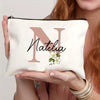 Customizable Floral Makeup Bag - Foldable Polyester Cosmetic Pouch for Travel, Zippered Toiletry Organizer, Machine Washable, Ideal Bachelorette Gift