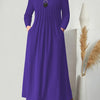 Plus Size Long Sleeve Maxi Dress with Pockets - Vibrant Orange Crew Neck Fit & Flare, Medium Stretch