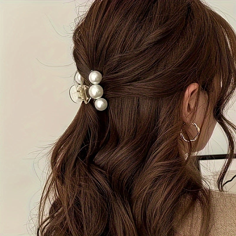 Faux Pearl Rectangle Hair Clip for Women — Strong Hold for Thick & Thin Hair, Minimalist Barrette, Valentine's Day Gift