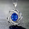 Spiral Flower Pendant Necklace for Women – Elegant Blue Glass Bridal & Valentine's Day Jewelry (1-Piece)