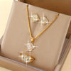 4-Piece Women's Square Jewelry Set – Minimalist Glass Inlay Alloy Jewelry for Everyday, Back-to-School & Graduation