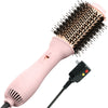 4-in-1 Hot Air Brush Hair Styler – Dryer, Straightener, Curling Iron & Volumizer, 3-Speed with Cold Shot, Anti-Frizz, US Plug (Pink)