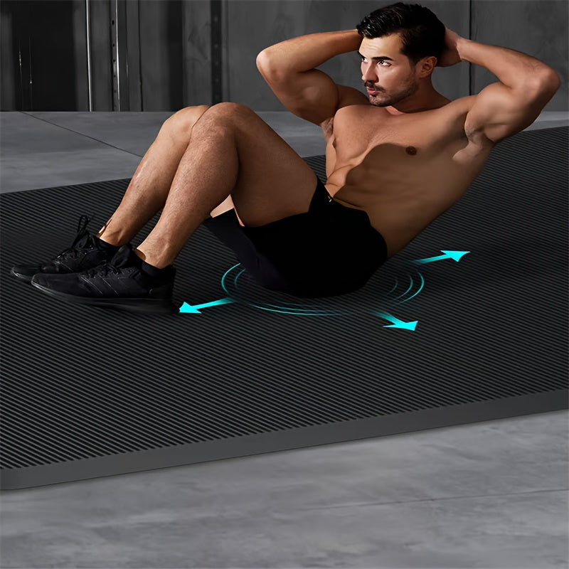 High-Density 15mm Thick Tear-Resistant Yoga Mat with Carry Straps & Mesh Pocket - Non-Slip Pilates Exercise Mat (Green/Black)