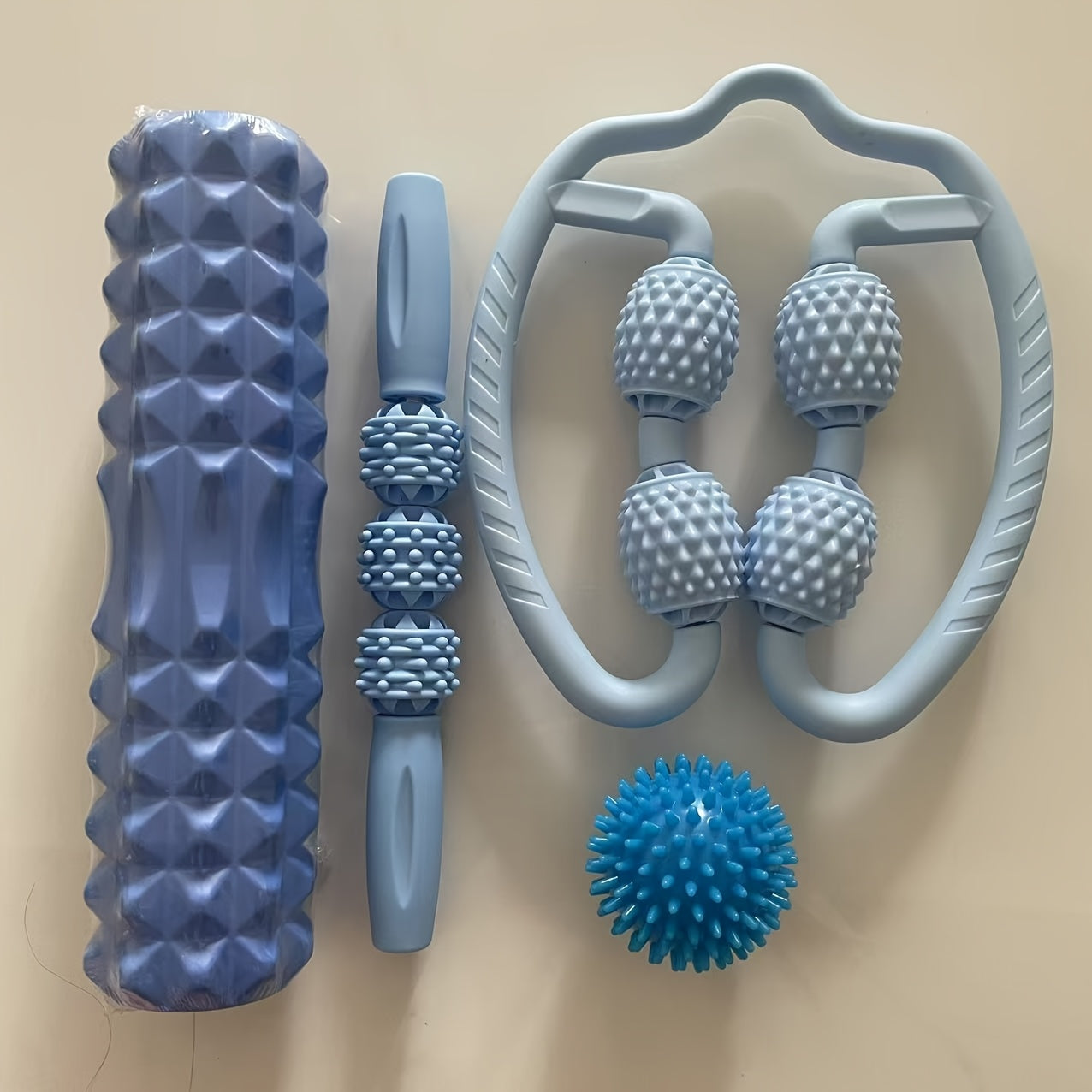 4-Piece EVA Foam Muscle Roller Set - Fascia Release & Body Shaping Massage Tool for Yoga & Recovery | Gift for Women