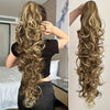 Clip-In Claw Ponytail Extension — Water Wave Wavy Curly Synthetic Hairpiece for Women (Dark Brown/Black)