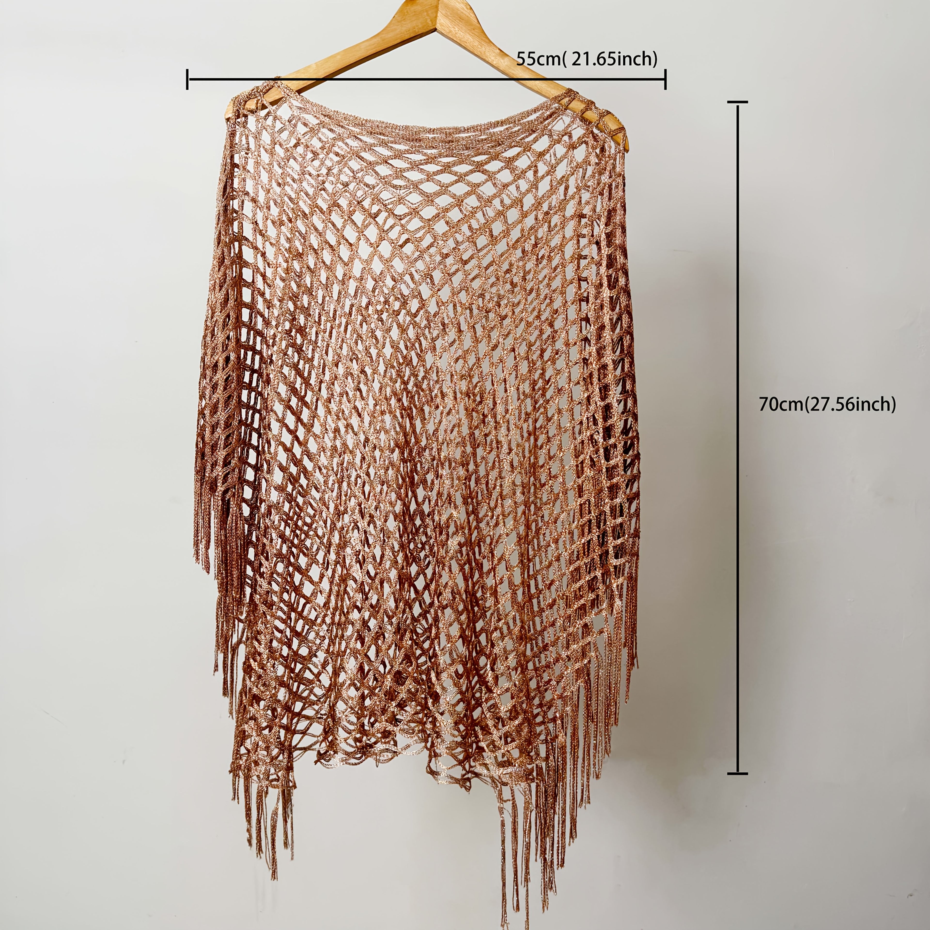Polyester Yarn-Dyed Women's Fashion Shawl, Lightweight Travel Wrap, Sun-Proof, Machine Washable, Hollow Metallic Luster