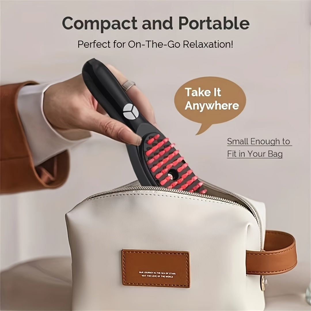 Electric Scalp Massager Comb with Negative Ion Spray & Hydration - Portable Rechargeable Scalp Brush for Dandruff Relief, Salon-Quality Massage for Women & Girls (Black/Red)