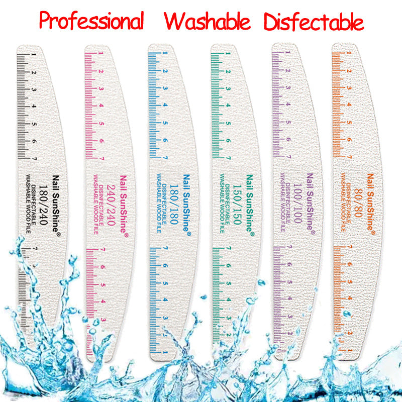 10-Pack Half-Moon Nail Files & Buffers – 80/100/150/180/240 Grit – Birch Wood Sandpaper for Manicure & Pedicure