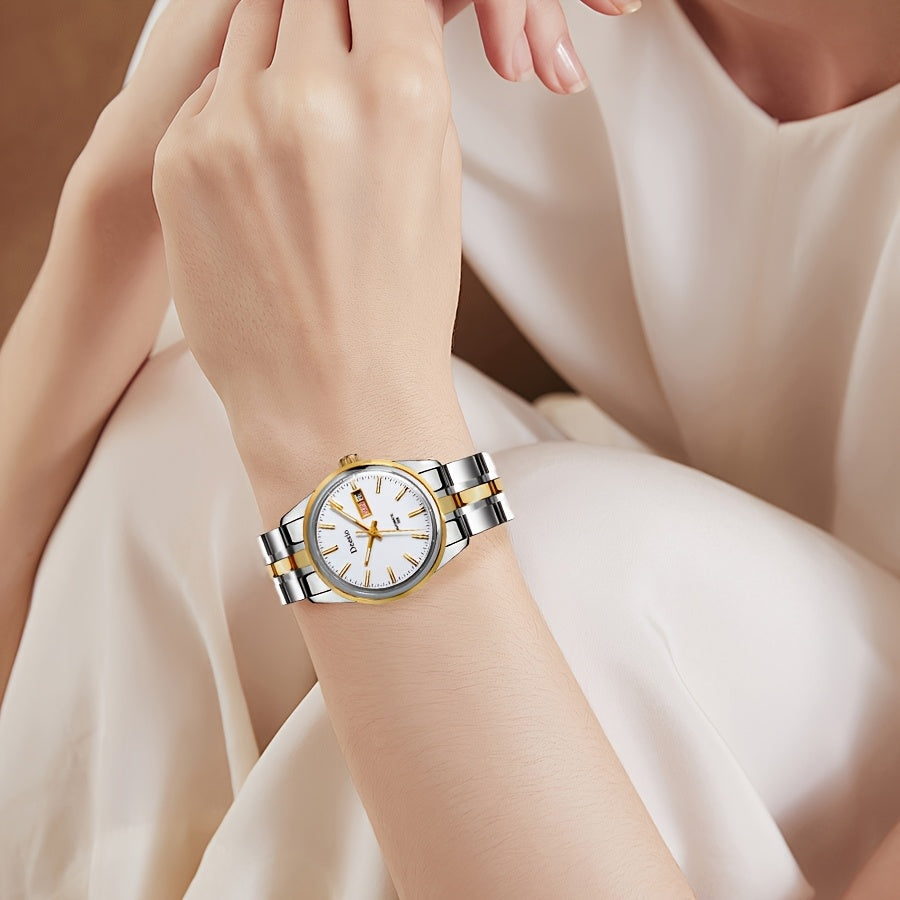 Deesio Women's Stainless Steel Mechanical Automatic Watch, Chain Link Bracelet Business Casual Wristwatch, Gift for Her