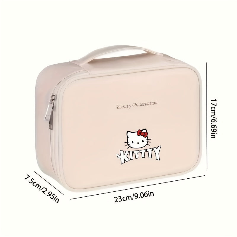 Sanrio Women's Large Capacity Makeup & Travel Organizer Bag - Multi-Compartment Cosmetic & Toiletry Case (Black/White)