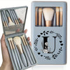 Portable Professional Makeup Brush Set with Mirror, Soft Fluffy Travel Brushes and 26-Letter Initial Garland Gift