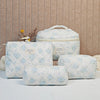 Travel Makeup Bag – Floral Large-Capacity Polyester Cosmetic Pouch with Zipper, Mixed Colors (Pink Blue Yellow Green)