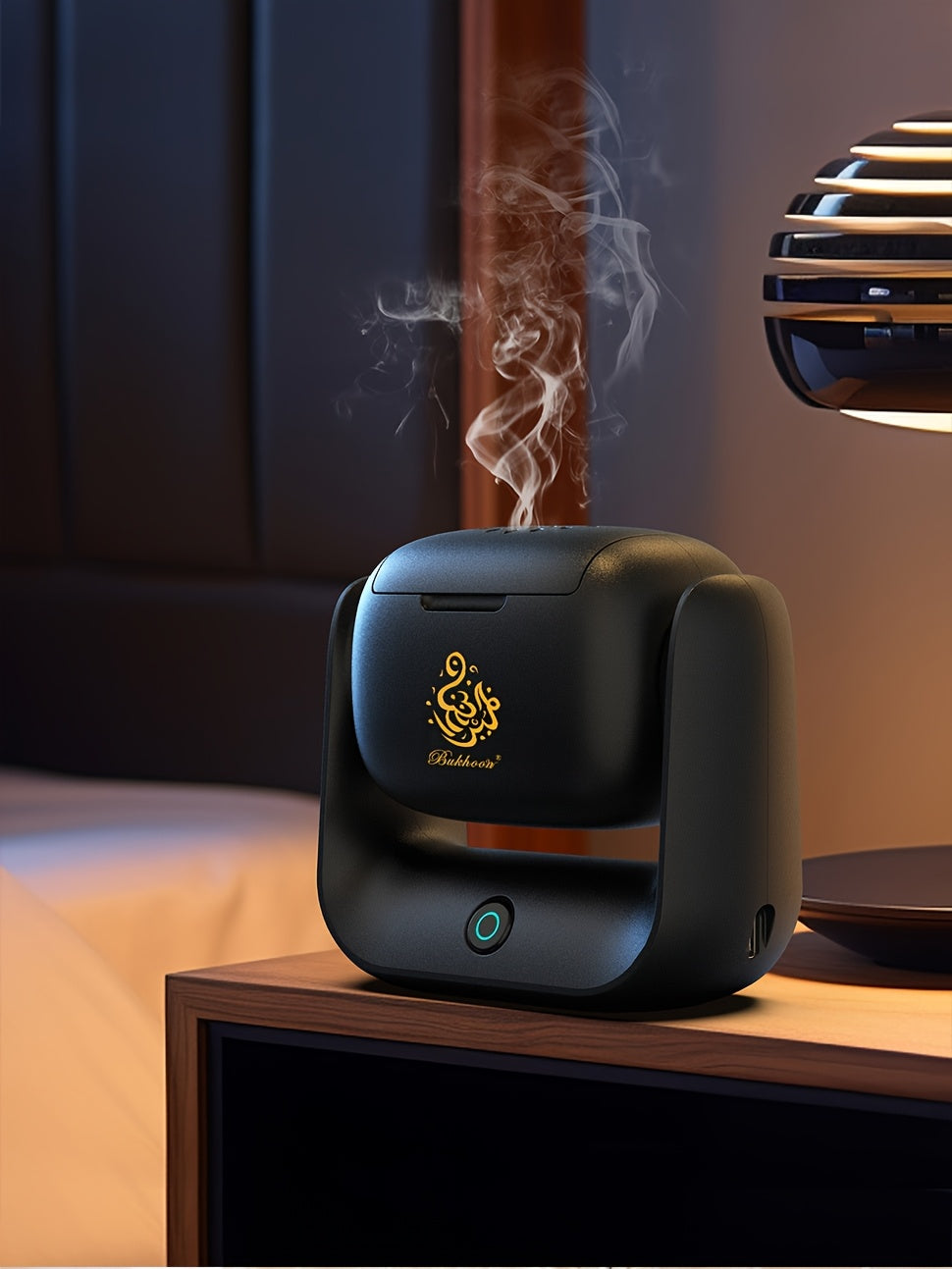 Rechargeable Portable Arabic Incense Holder & Aroma Diffuser — Rotatable ABS Calligraphy Logo, USB 1500mAh for Home, Office & Car