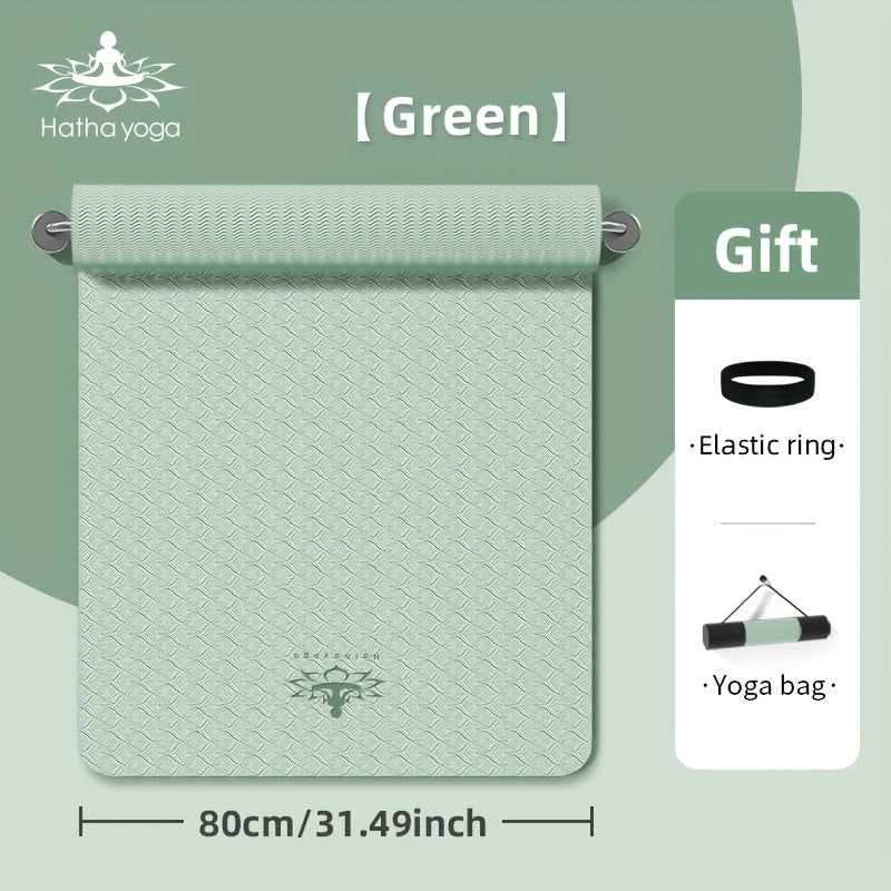 31 in (79 cm) TPE Yoga Mat with Alignment Guide - Anti-Slip Durable Mat for Yoga, Pilates & Home Workouts